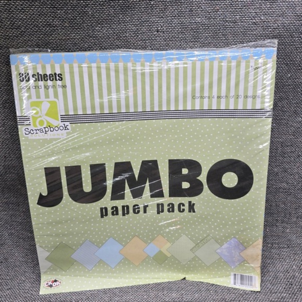 Scrapbook Solutions Jumbo Paper Pack 80 Sheets 12x12 Travel‎ Green New Sealed
